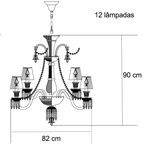 Luminária de Teto Lustre Baccarat 12 Cúpulas