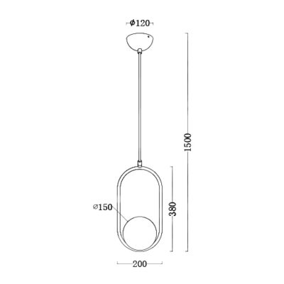 Luminária de Teto Pendente Lira Oval Globo