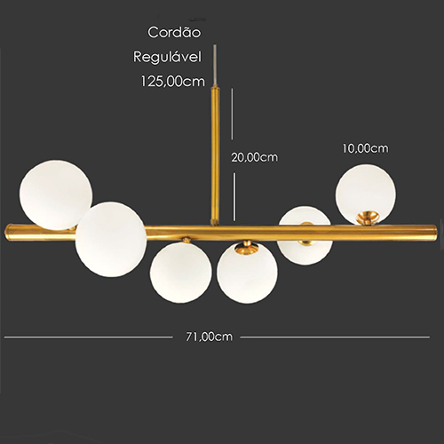 Luminária de Teto Pendente 6 Esferas Torcidas1