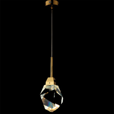 Luminária de Teto Pendente Moderno Cristal Facetado com LED Integrado