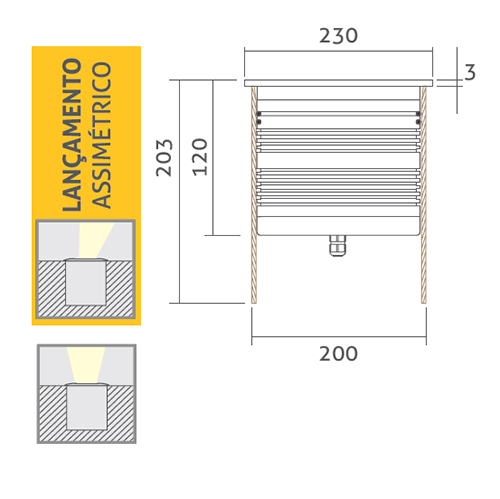 Luminária de Chão Embutido de solo LED 36Watts