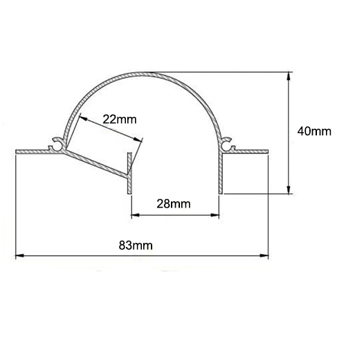 Perfil de Embutir de Alumínio Extrusado Linear Indireta 8,3cm2