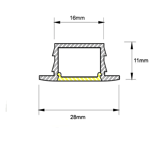 Perfil de Embutir de Alumínio Extrusado Linear com Difusor 2,8cm1