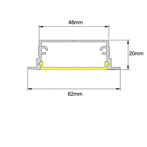 Perfil de Embutir de Alumínio Extrusado Linear com Difusor 6,2cm1