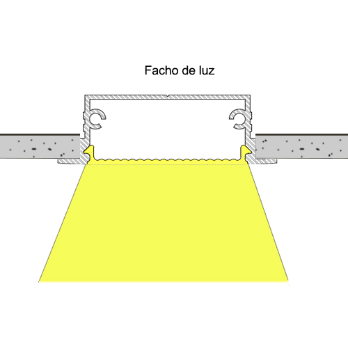 Perfil de Embutir de Alumínio Extrusado Linear com Difusor 6,2cm2