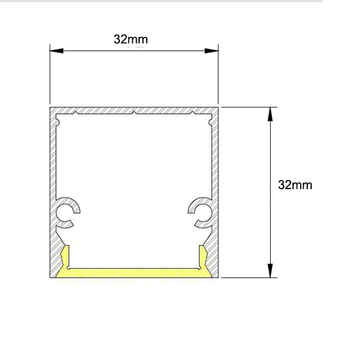 Perfil de Sobrepor de Alumínio Extrusado Linear com Difusor 3,2cm