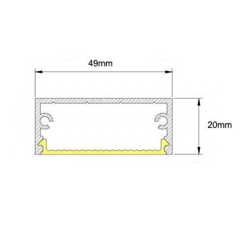 Perfil de Sobrepor de Alumínio Extrusado Linear com Difusor 4,9cm5