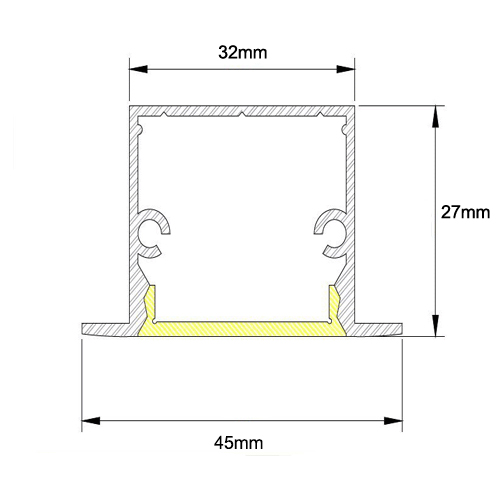 Perfil de Embutir de Alumínio Extrusado Linear com Difusor 4,5cm1