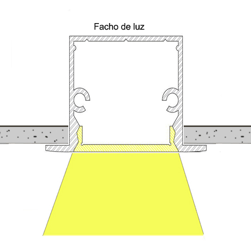 Perfil de Embutir de Alumínio Extrusado Linear com Difusor 4,5cm2