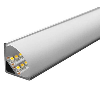 Perfil linear canto 2-fitas  para 2 fitas de LED é uma solução prática e esteticamente agradável para a iluminação de cantos e áreas de difícil acesso.