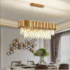 Lustre Pendente dourado cristal retangular