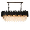 Lustre Pendente negro retangular cristal 80cm x 35cm