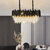 Lustre Pendente negro retangular cristal 80cm x 35cm