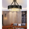 Lustre Pendente negro redondo cristal 75cm